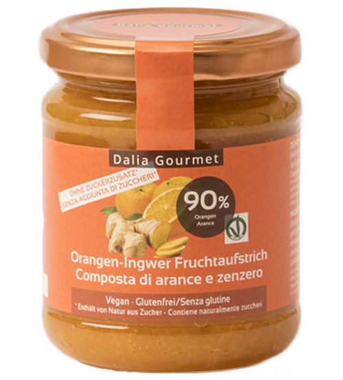 COMPOSTA DI FRUTTA 85% IPOCALORICA (arancia-zenzero) 220gr